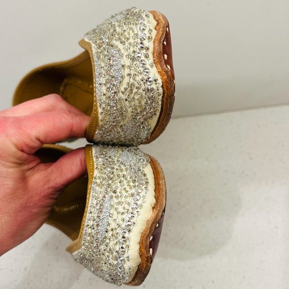 Embellished Cream and Silver Flats - Picture 13 of 16